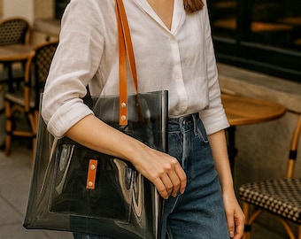 【美品】MARK CROSS 1845 ハンドバッグ ブラック Mark cross 1845 grey vinyl and black leather trim logo print