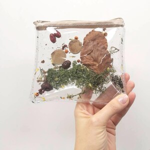 Botanical Vinyl Makeup Bag Unique Nature Design Pouch Forest Style Boho Beauty Organizer Rustic Toiletry Storage European image 3