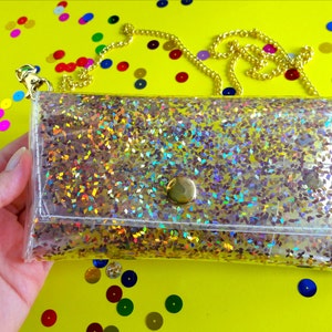 Holografische Umhängetasche, Handytasche, Handytasche, kleine Handytasche, 90er Party, goldene Clutch, iPhone 7, iPhone 6