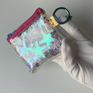 Pochette portefeuille sirènes et étoiles de mer : compacte, élégante et pratique pour ranger cartes, espèces et clés - Fabriquée à la main avec nostalgie et amour 90