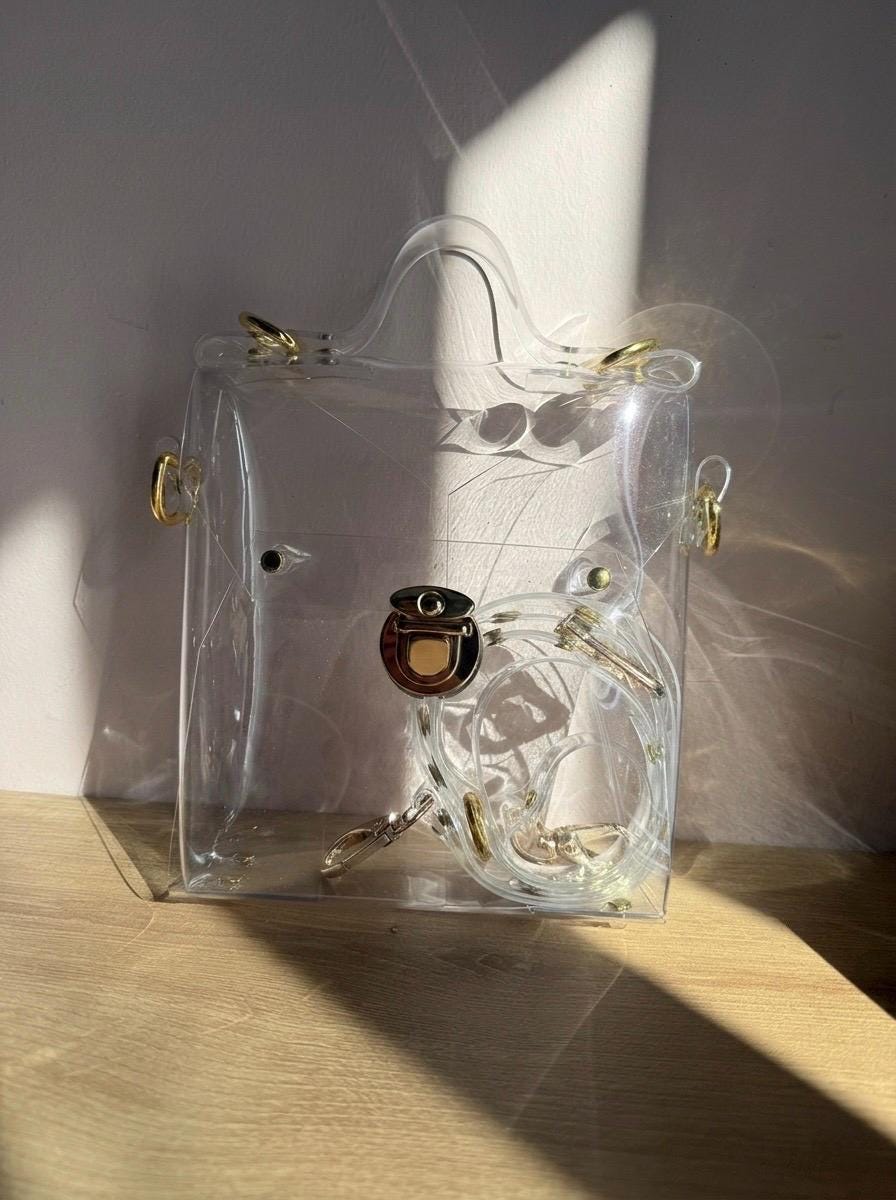 Pvc Briefcase Clear Vinyl Briefcase Bag Transparent PVC Crossbody Purse Minimalist ...