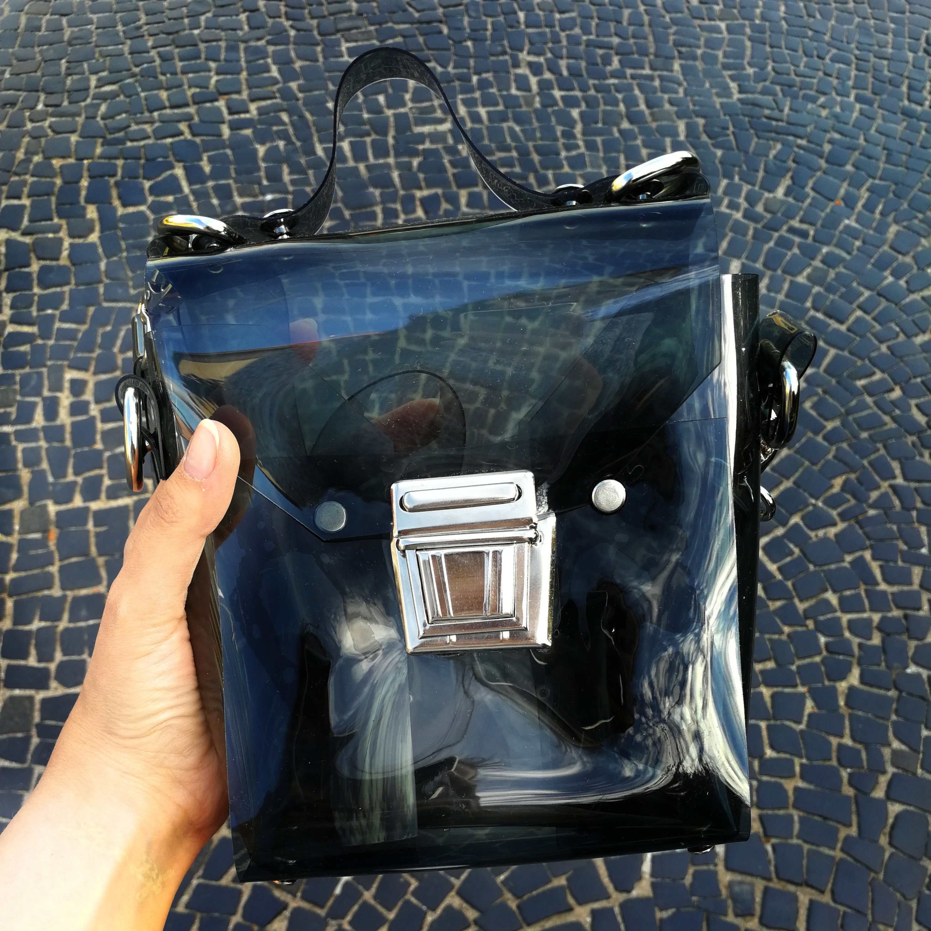 Bolso transparente de entrega rápida para mujer, lindo bolso bandolera transparente  transparente Ver a través de la bolsa de PVC con correa para el hombro