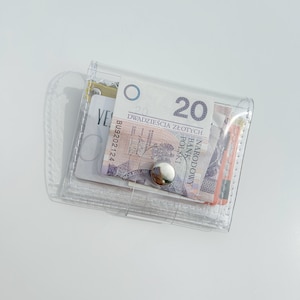 Doorzichtige vinyl portemonnee transparant minimalistisch broekzak kaartsleuven Travel Companion Handgemaakte veganistische portemonnee compacte organizer!