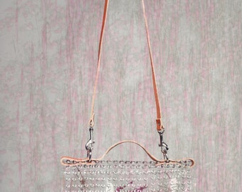 Clear Messenger bag transparent bag grommet bag clear handbag oversized bag caramel leather strap bag satchel office bag industrial