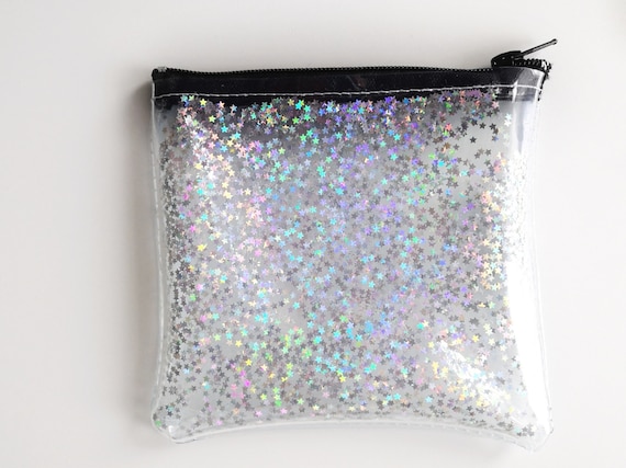 Holographic Stars Small Pouch Transparent Handbag Clear 