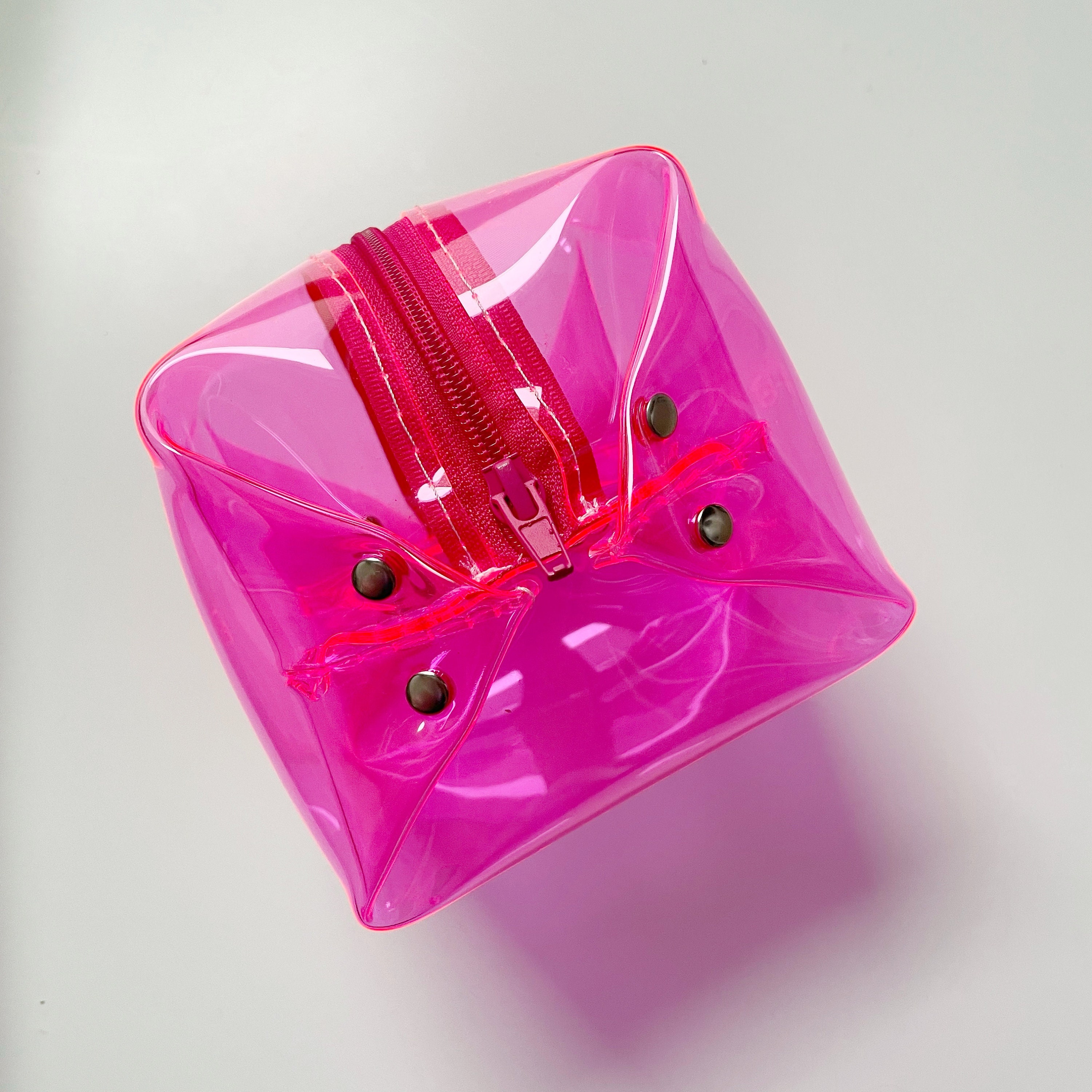 Hot Pink, Neon Pink Zippered Cube, Square Pouch, Makeup