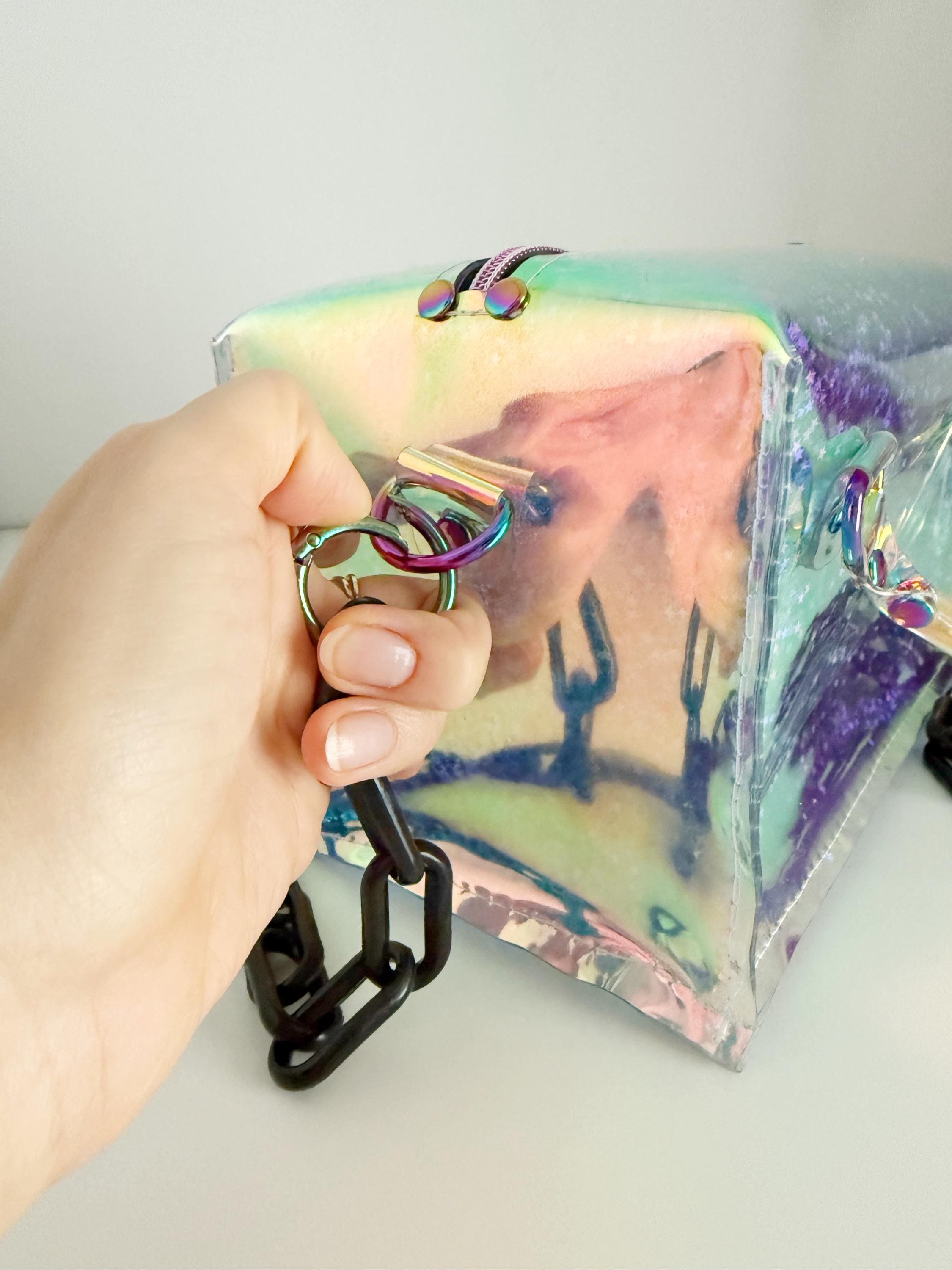 Holographic Rave Boxy Bag Shifting Glitter Rainbow Hardware