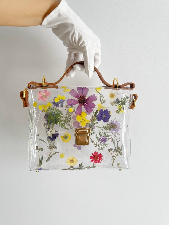 Romantic Flower Messenger Bag Wild Meadow Floral Purse Handmade Premium Office Style Unique Natural Gift