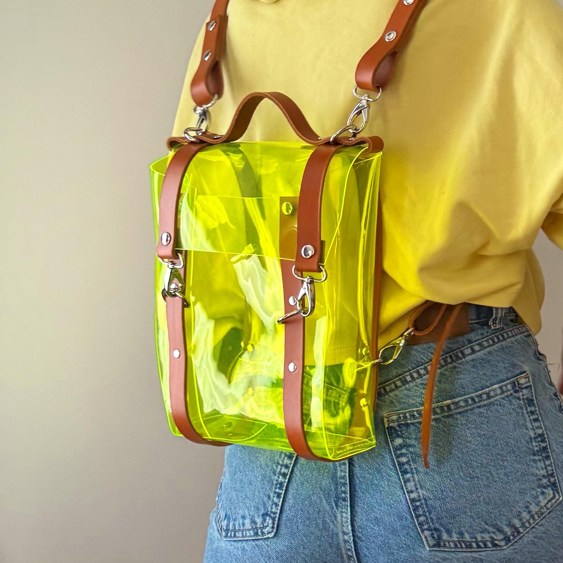 Neon Transparent Backpack UV Reactive Vinyl Bag Festival Backpack ...