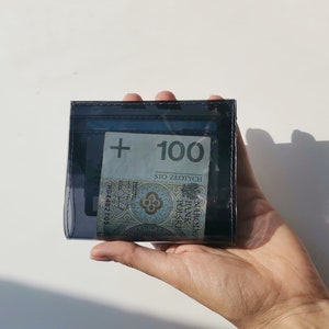 Portafoglio porta carte in vinile vegano, portafoglio in vinile trasparente, facile da pulire, portafoglio da uomo moderno, regalo per adolescenti, Ypsilon, minimalismo