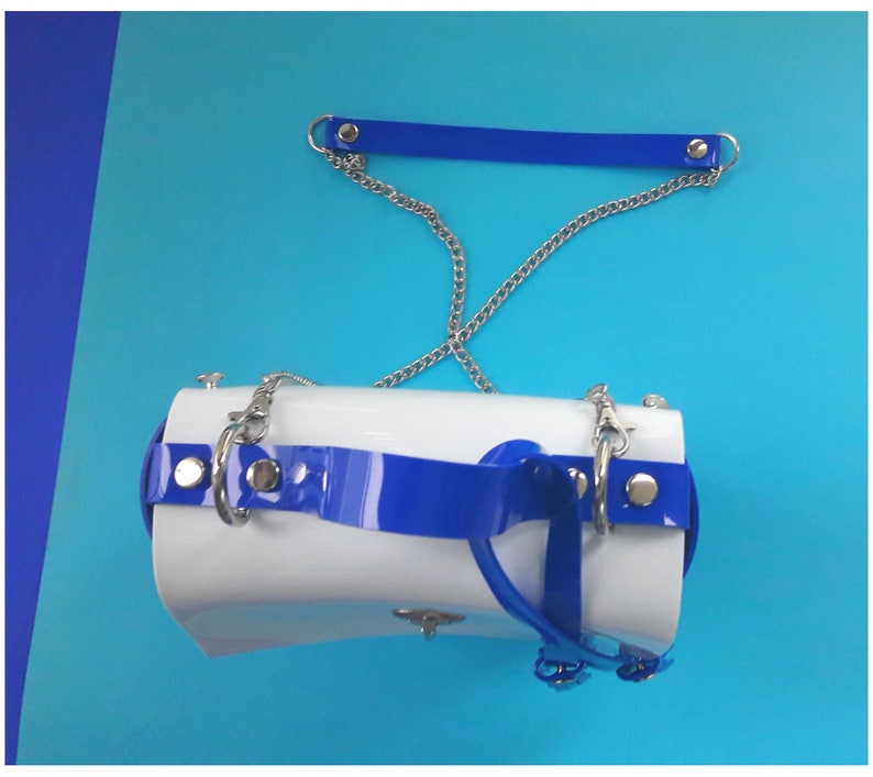 White and Blue Messenger Bag Vegan Pvc Bag Nautical Etsy