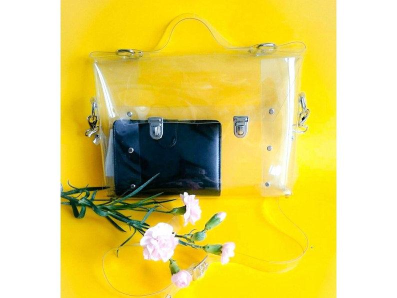 Minimalist Clear Messenger Bag Transparent Satchel Brief Bag Clear ...