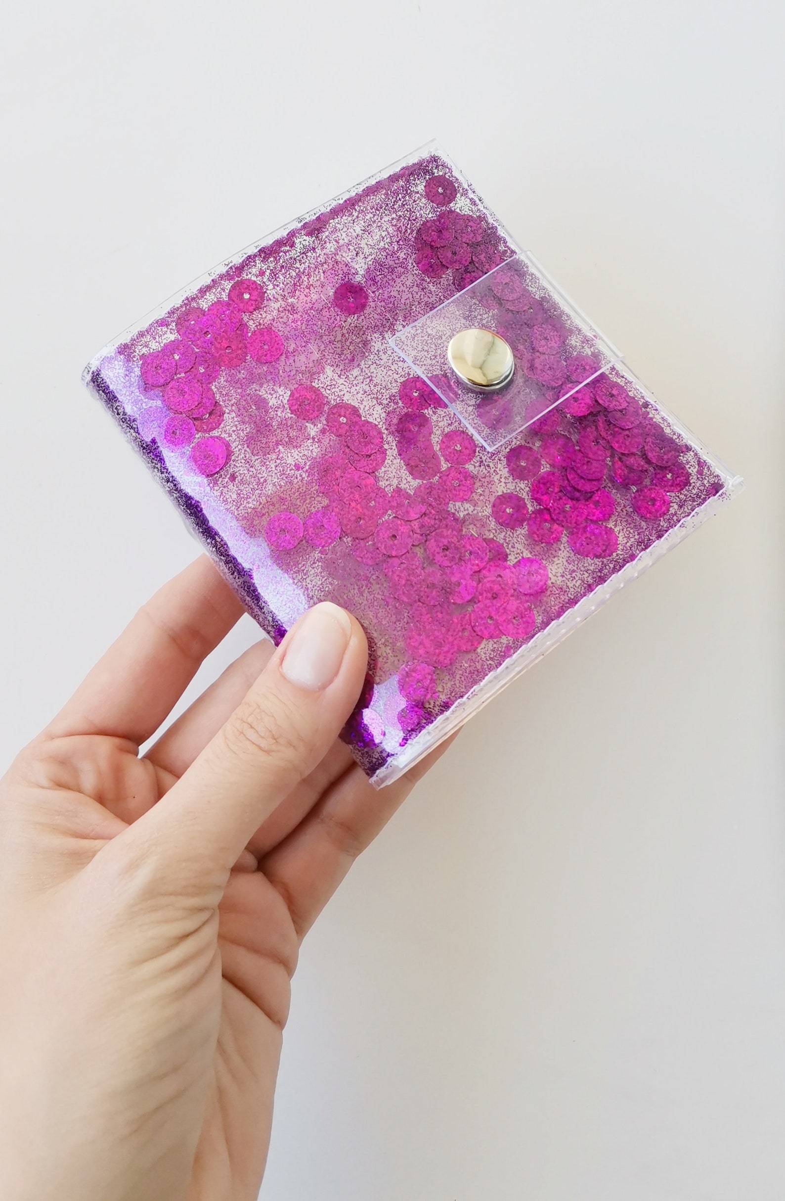 Pink cute wallet pink confetti Glitter wallet Business Card Etsy