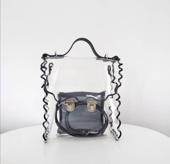 Bolso transparente moderno estilo tejido bolso negro con cremallera simple y unico increible bolso de oficina bolso de seguridad exclusivo para conciertos y partidos Etsy Espana