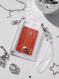 Minimalist Jelly Wristlet Purse Y2K Barbiecore Transparent Vegan Concert Travel Wallet Cute Clear Coin Card Holder