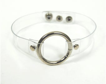 Transparent Vinyl Choker O Ring Necklace 90s Rave Gothic Pastel Goth Clear PVC Statement Jewelry