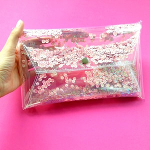 Clutch Pailletten funkeln Klar Geldbeutel transparente Tasche Kupplung Pailletten Zipfel  Pailletten Kupplung Umschlag Parteibeutel grüne
