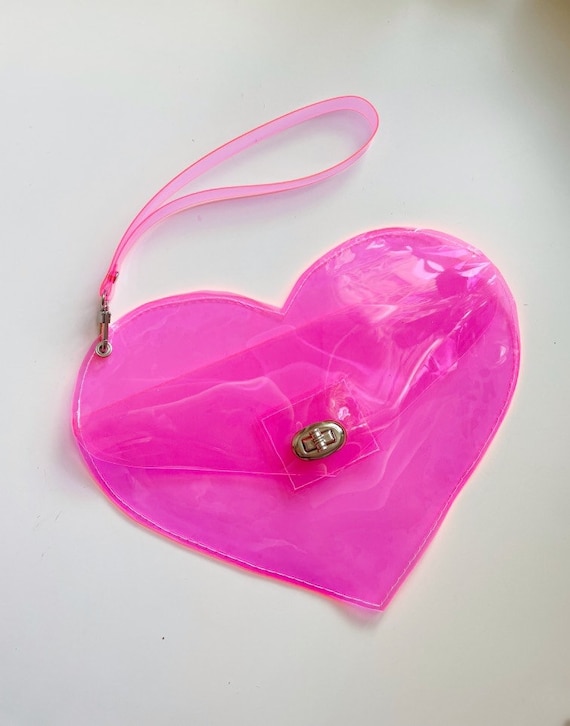 Heart Shaped Purse Hot Pink Y2k Cute Gift Kawaii Accessoriess Kidcore Nostalgia Transparent Bag Small Handbag Festival Outfit Shiny Etsy UK