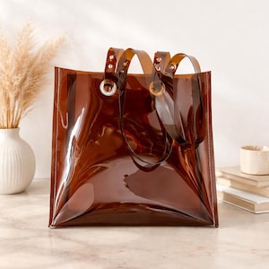 Transparent Jelly Tote Bag Y2K Minimalist Clear Vinyl Shopper Oversized Beach School Bag Vegan Aesthetic Rave Girl Everyday Bag