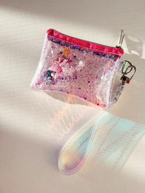 Portafoglio olografico unicorno con cinturino da polso Custodia