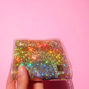 Holographic gold metallic iridescent Wallet Glitter vinyl wallet money ID holder credit Card holder transparent Purse holder cashier wallet