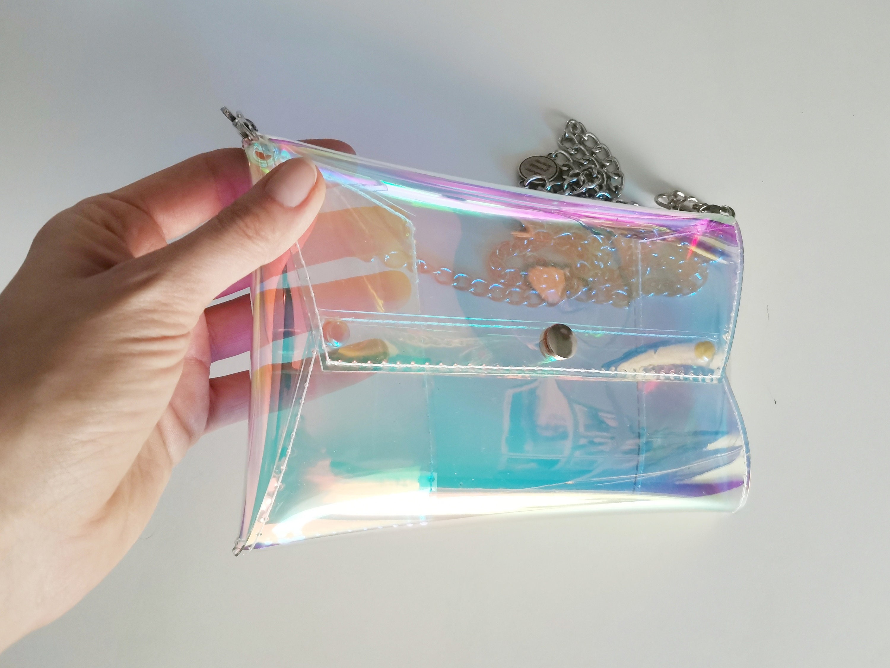 Holographic clutch bag deals
