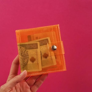 Transparente Geldbörse im 90s Style – Vinyl Vegan Karten-, Münz- & Geldscheinhalter – Retro Streetwear Accessoire, Made in Poland