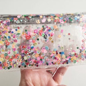 Kawaii wallet, cute medium coin, fimo and glitter, transparent wallet, vegan, 90s accessories, unicorn and rainbow, girly, gift for teens image 8