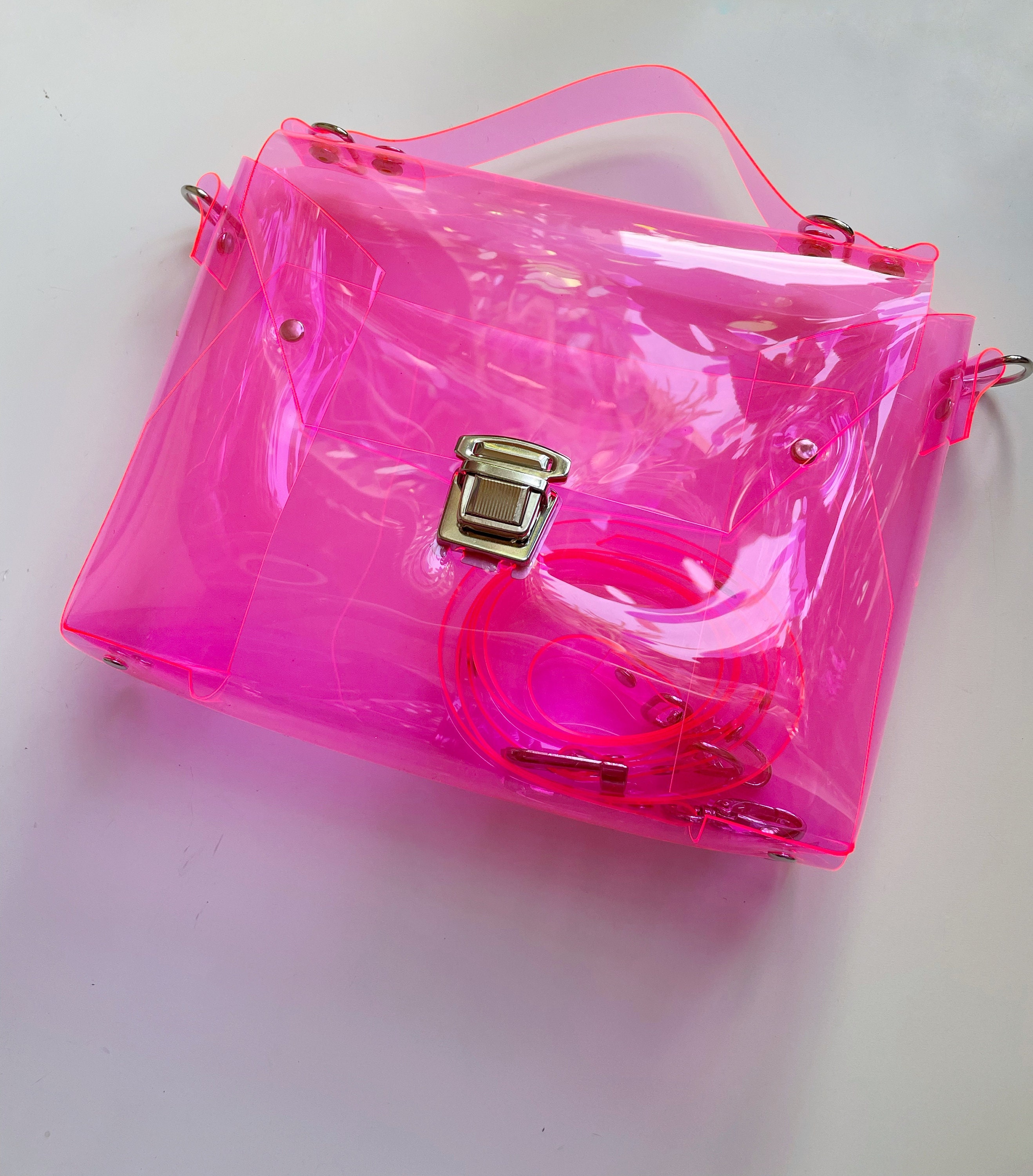 Neon pink clear bag new arrivals
