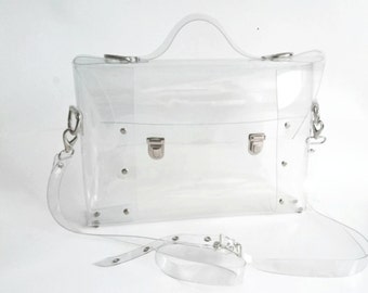 Clear Messenger bag transparent clear satchel clear brief bag clear handbag back to school minimalist bag waterproof office bag industrial