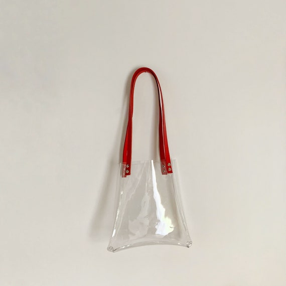 Clear Stadium Tote Bag: Vinyl Shopper With Leather Handles