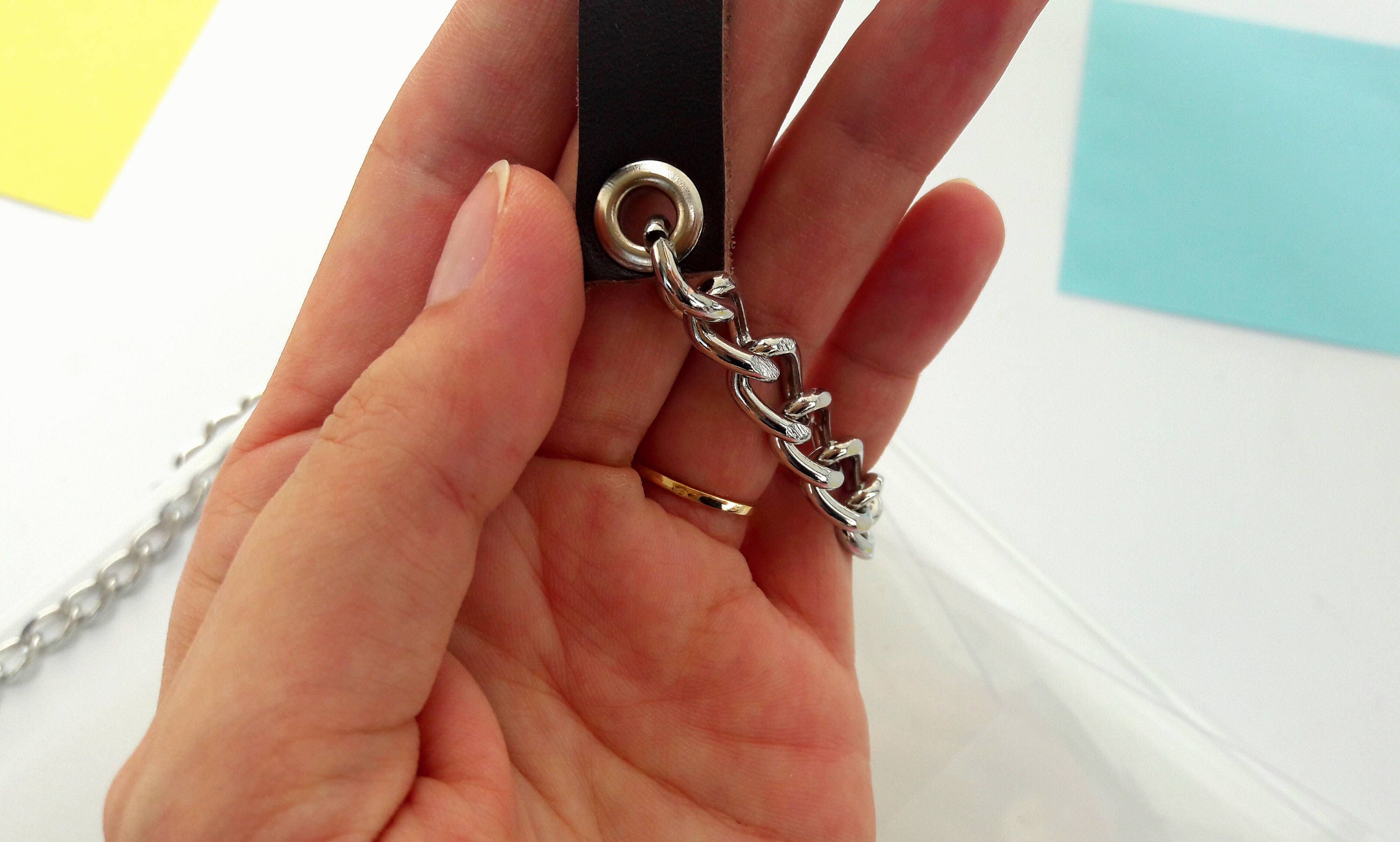 Clear Crossbody Clutch With Chain and Leather Strap Etsy