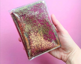 Gold Konfetti Passport Cover Klar Vinyl Reise Brieftasche Kartenhalter Glitter Passport Case Vegan Reisegeschenk Sparkly Organizer