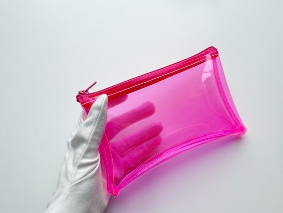 Hot Pink Jelly Bag: Transparent Vinyl Makeup Bag, Travel Toiletry