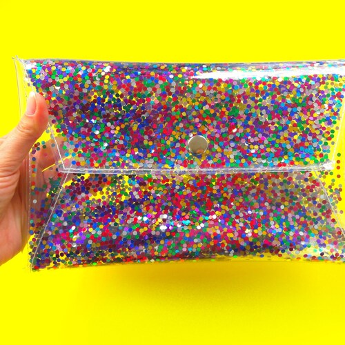 Cute Rainbow Clutch Clear Purse Bag Transparent 90s Glitter Etsy