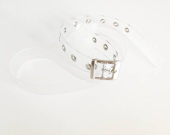 Clear vinyl belt, transparent pvc 90s style for mom jeans or 00s lover, cyber, soft goth, techno, punk acessories, vegan belt, minimalism