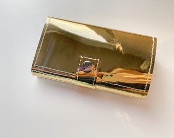 Metallic gold, shiny purse, mirror money holder, modern minimal, vegan wallet, jelly accessories, that girl, pinterest aesthetic, party prom