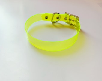 UV Reactive Vinyl Choker Minimal Strap Necklace Rave Festival Y2K 90s Aesthetic Adjustable Neon Choker