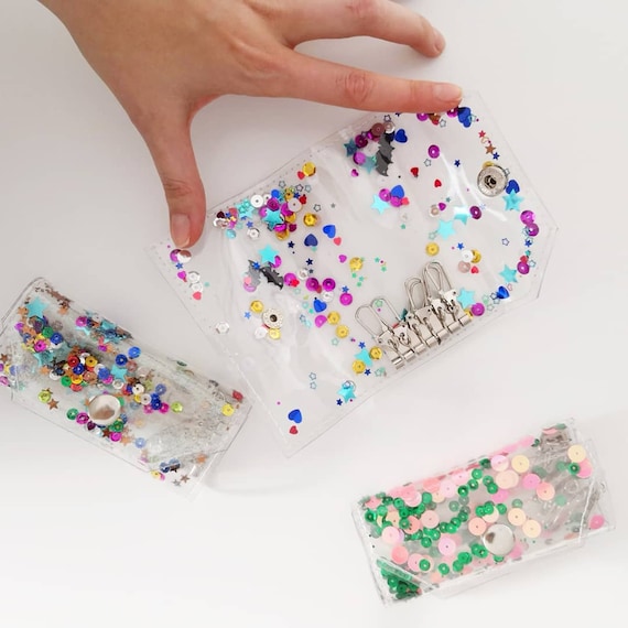 Key Wallet Colorful Vinyl Key Organizer Glitter Key Holder 90s Key Pouch Compact Case Everyday Essential