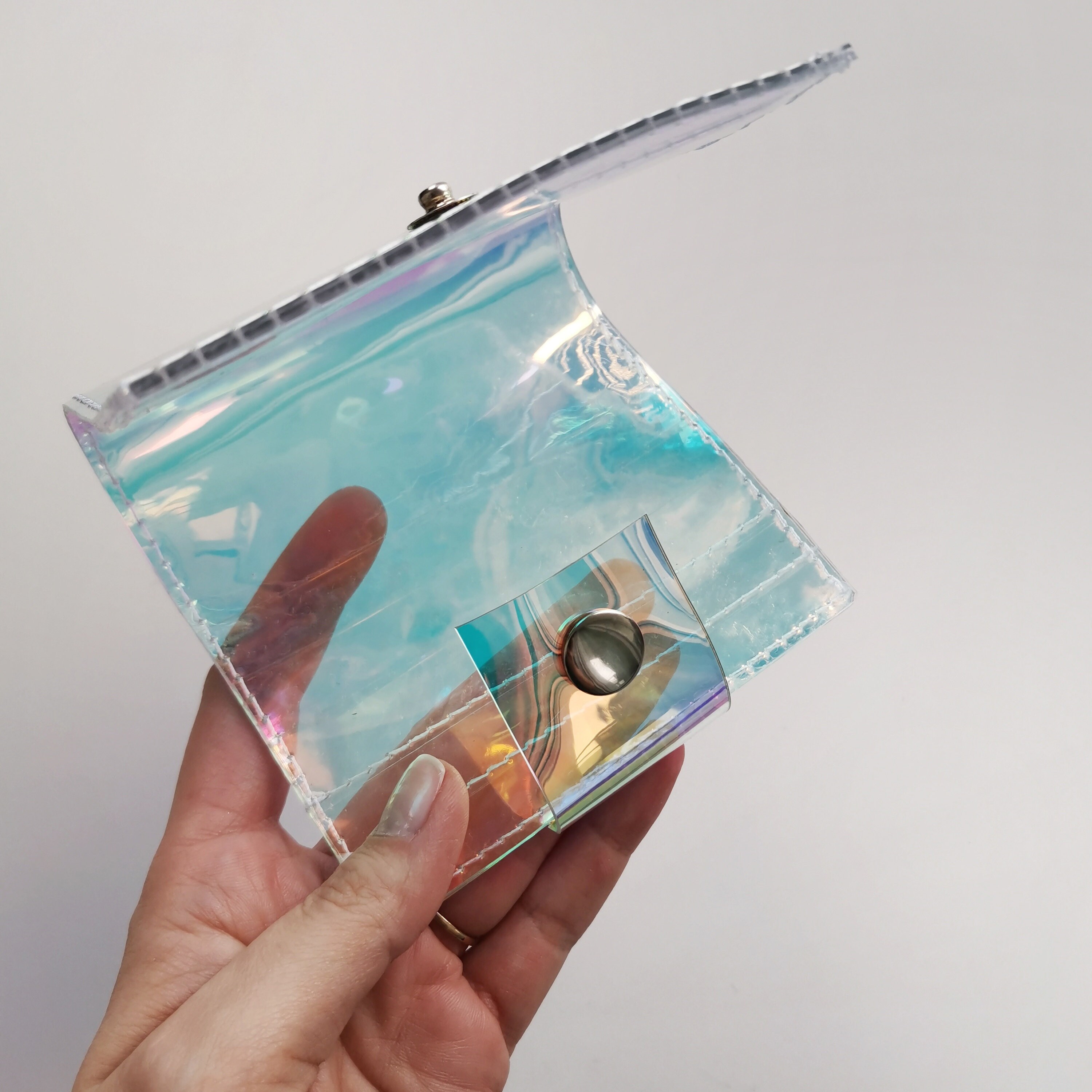 Holographic Card Holder Iridescent Id Card Holder 90s Etsy