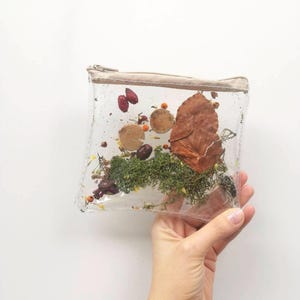 Botanical Vinyl Makeup Bag Unique Nature Design Pouch Forest Style Boho Beauty Organizer Rustic Toiletry Storage European image 1