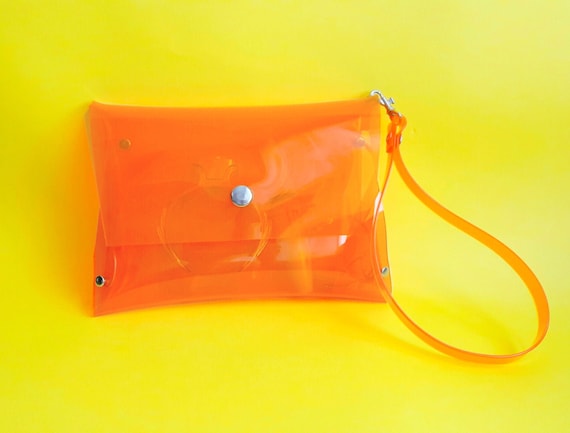 Orange see through bag store