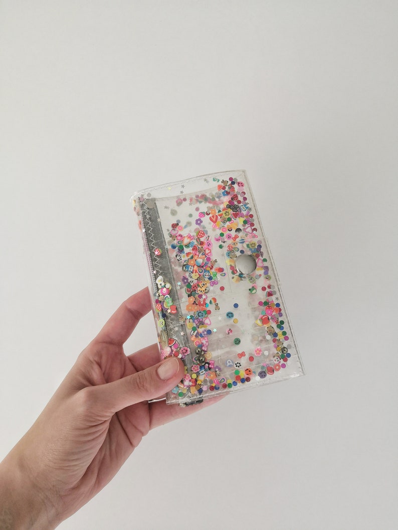 Kawaii wallet, cute medium coin, fimo and glitter, transparent wallet, vegan, 90s accessories, unicorn and rainbow, girly, gift for teens image 4