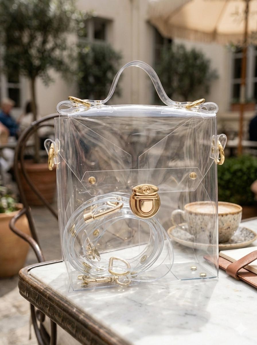 Pvc Briefcase Clear Vinyl Briefcase Bag Transparent PVC Crossbody Purse Minimalist ...