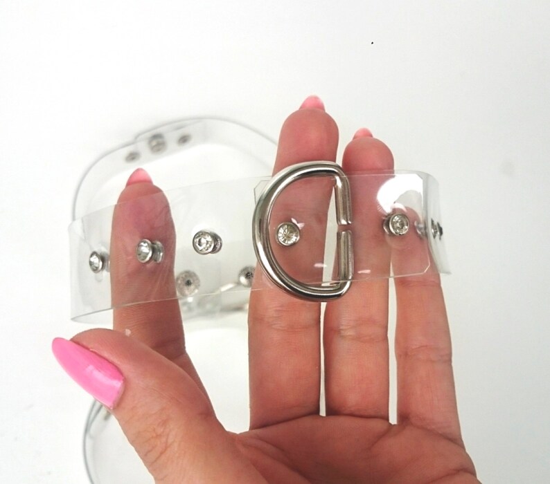 Vinyl choker Rhinestone Transparent vinyl Choker 90s Necklace Gothic 90/'s choker clear choker vinyl 90s collar lollita cyber psycho goth