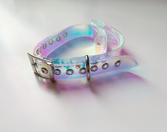 Holographic belt, y2k fashion, cute and shiny, 90s vibe, rave outfit, vegan belt, gift for teens, vinyl aesthetic, kawaii, kpop style, cyber
