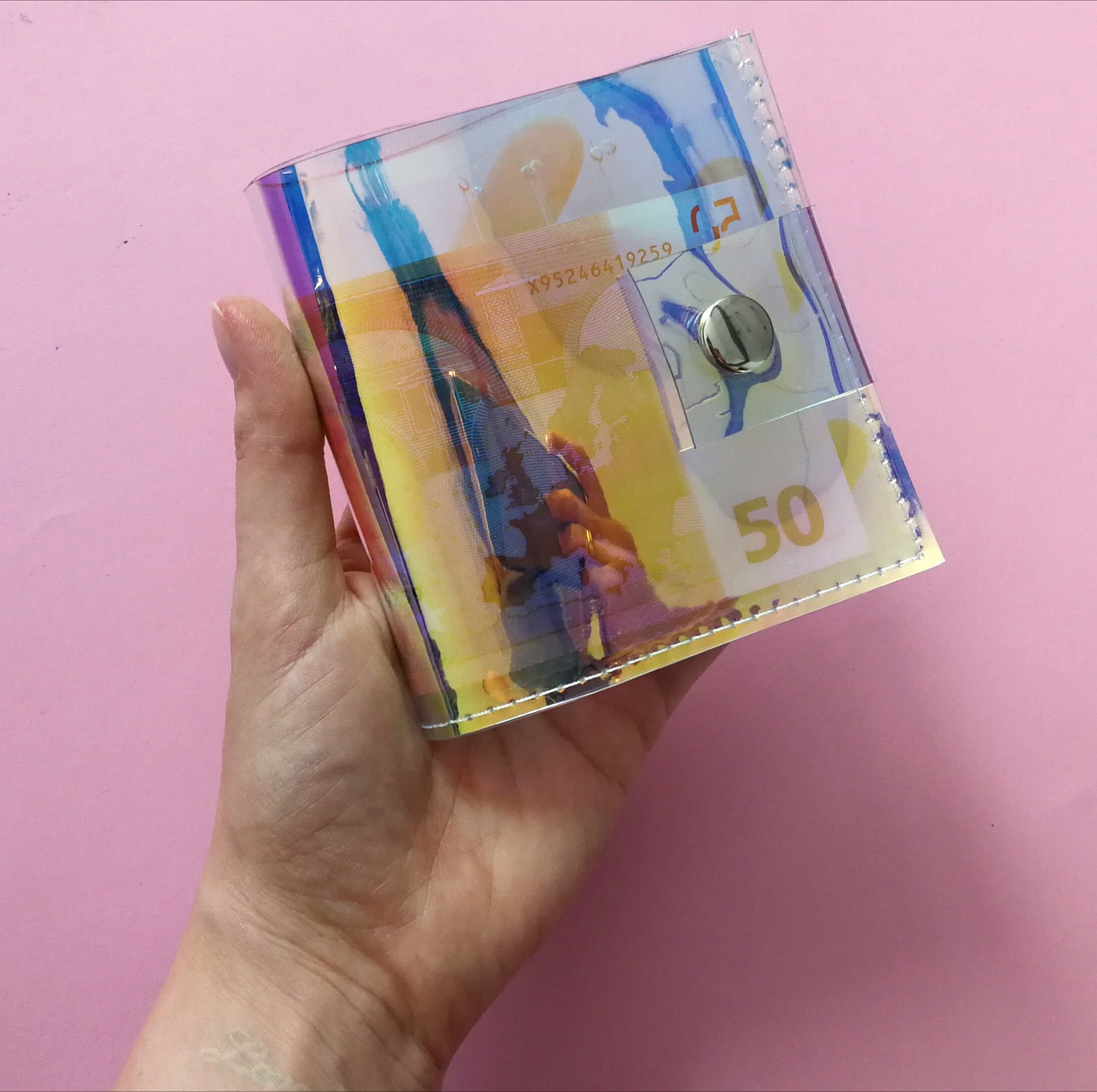 Holographic card holder iridescent id card holder 90s Etsy