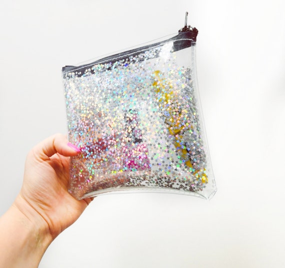 Holographic Stars, Small Pouch, Transparent Handbag, Clear Bag, Purse  Organizer, Glitter Pouch, Zipper Pouch, Travel Wallet, Rave Diva Gift 