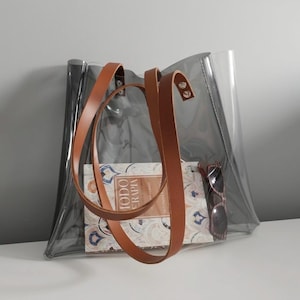 Transparente Tote Bag Klare Vinyl Bürotasche Elegante Minimalistische Shopper Premium Arbeitstasche Klare Tasche Richtlinientasche Oversize Tote