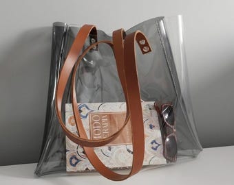 Transparent Tote Bag Clear Vinyl Office Bag Elegant Minimalist Shopper Premium Work Bag Clear Bag Policy Nurse Bag Oversize Tote